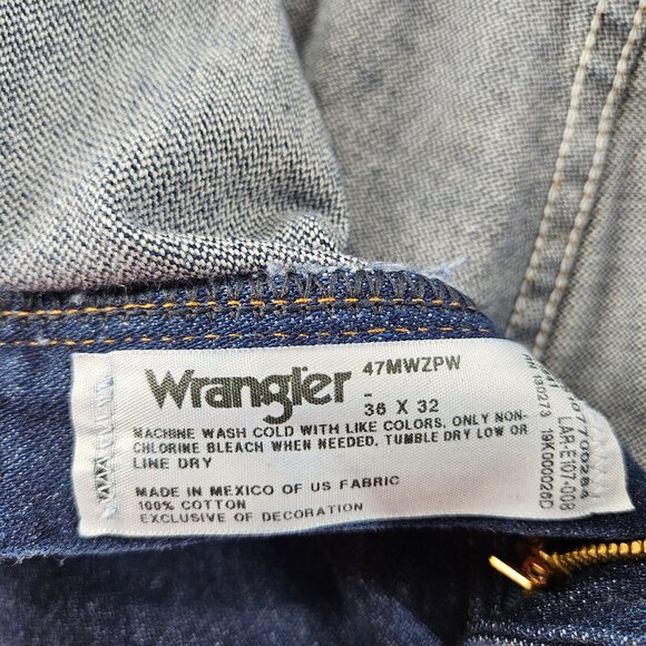 Wrangler Jeans Mens 38x32 Blue Regular Fit 47MWZPW Western Cowboy Cut Work Pants - Picture 6 of 15